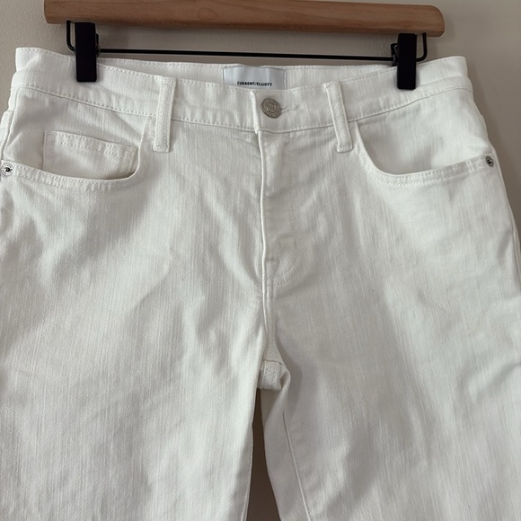 Current/Elliott Straight Leg Denim Jeans White Zip Fly Stretch Size 27 - Picture 3 of 13